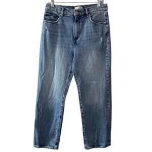 Loft The Straight Crop Ankle High Rise Relaxed distressed denim jeans wmns 10 30